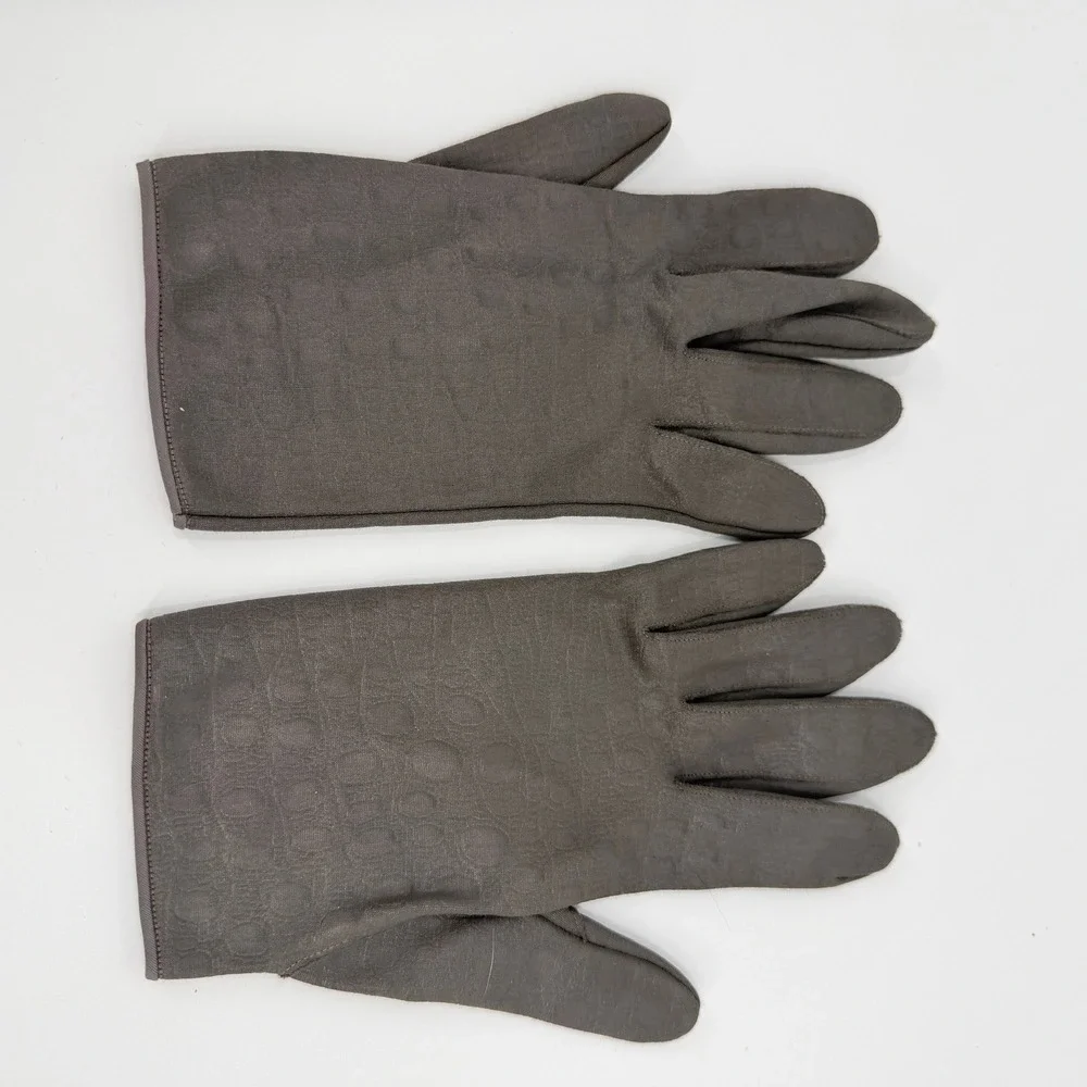 Hansen Gloves Textured Stretch 90s Vintage Women Size 8 Brown Formal Dress Tea